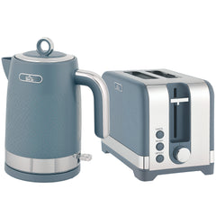 Kozy Sleek Textured Kettle and Toaster Set - Blue