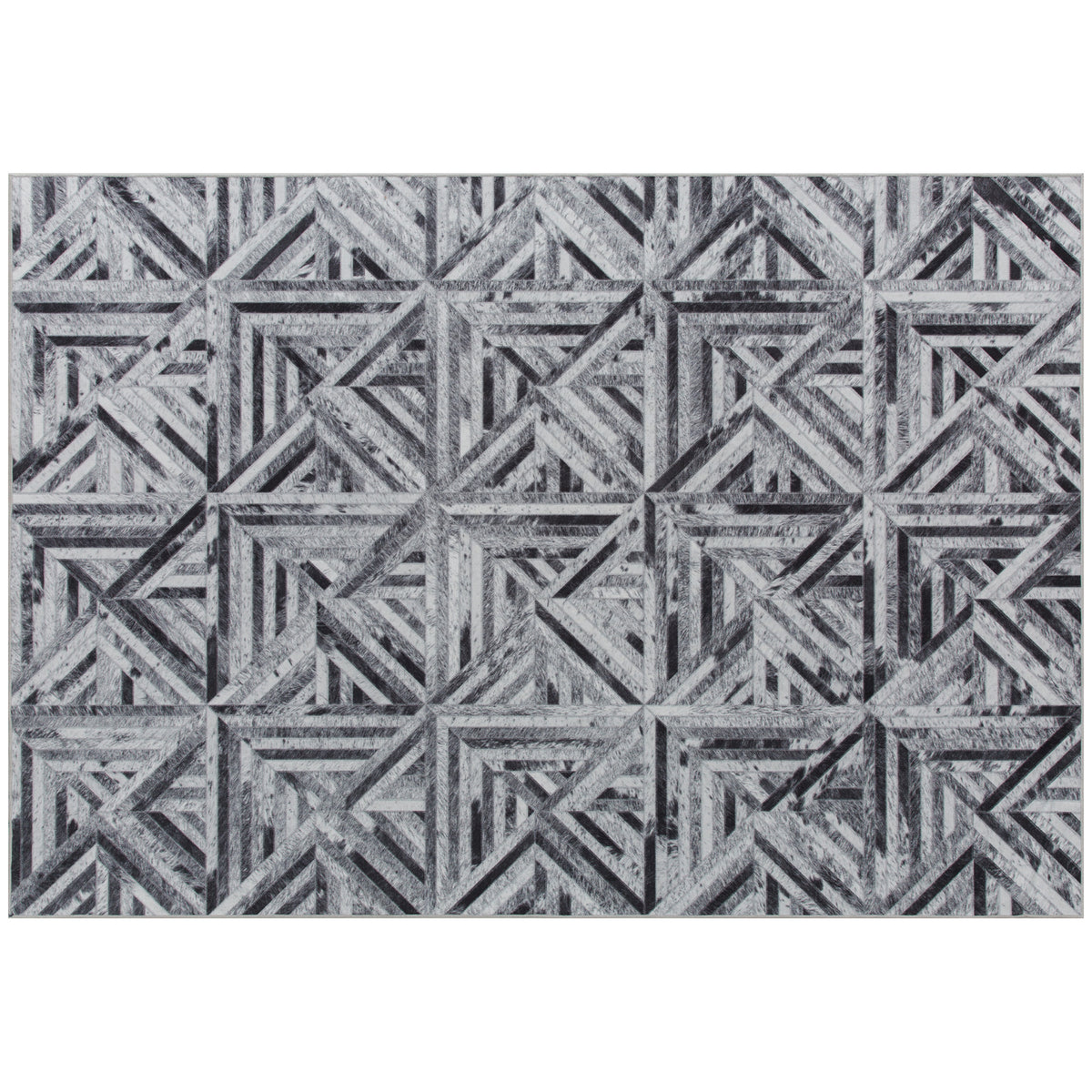 Kozy - Modern Area Rug, Triangle Pattern Non-Slip Washable Rug, Chenille Floor Carpet for Living Room, Bedroom, Dining Room, Home Office, 170 x 120 cm, Black
