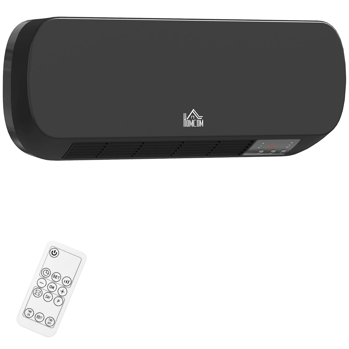 Kozy - 2000W Wall Mounted Ceramic Space Heater, 10-49°C Temperature, Black