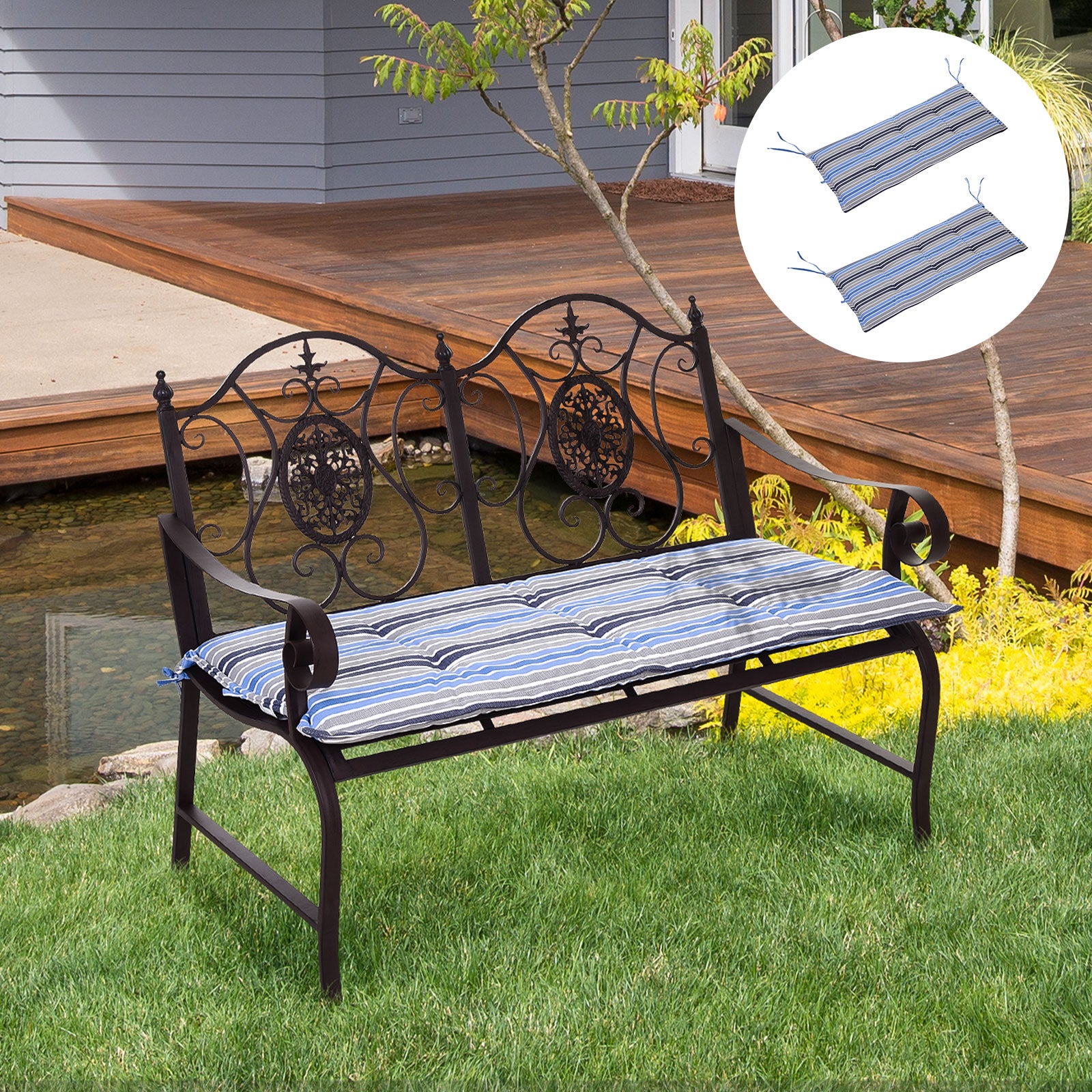 Outsunny Outdoor Bench Swing Chair Cushion Seat Pad Mat Replacement for 2