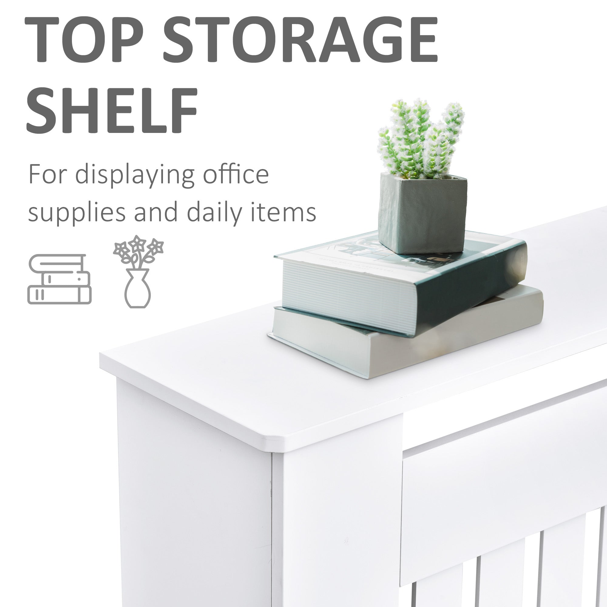 Kozy Slatted Radiator Cover Painted Cabinet MDF Lined Grill in White (152L x 19W x 81H cm)