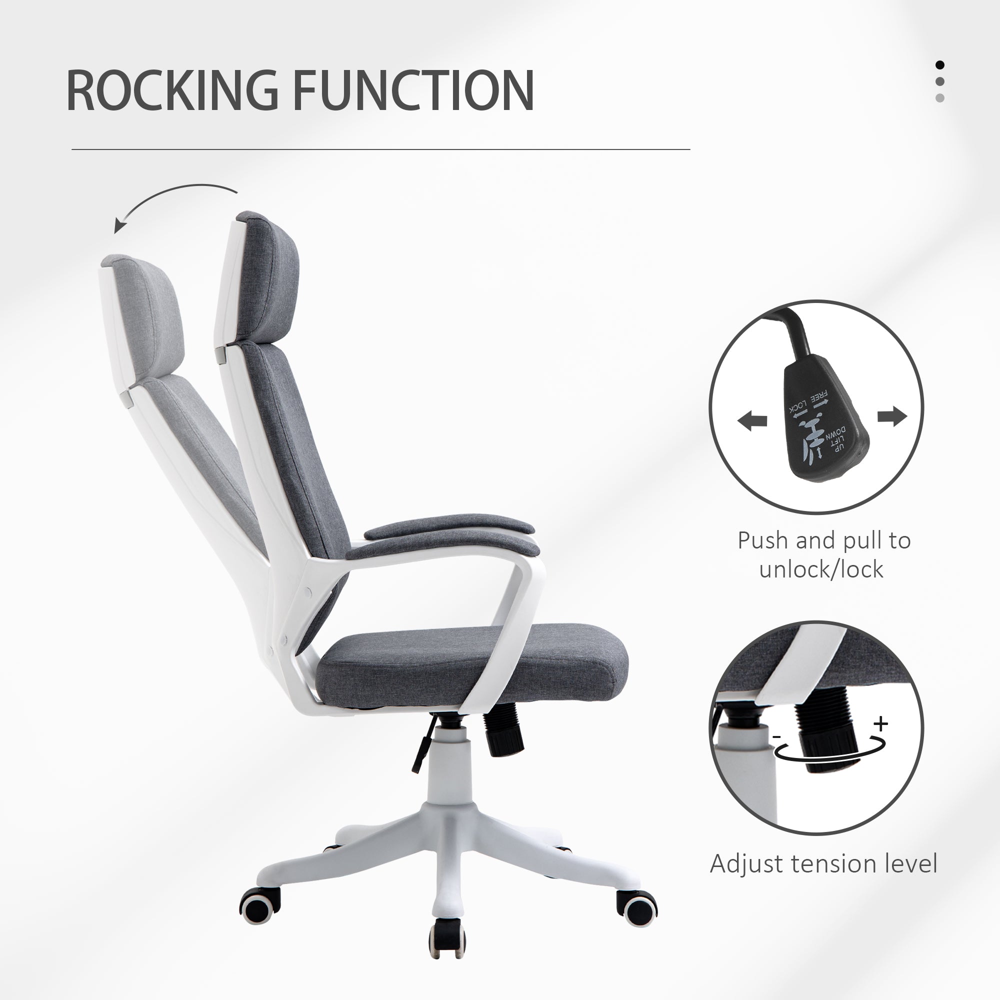 Kozy Office Chair, Ergonomic Desk Chair, High Back Study Chair with Headrest and Lumbar Back Support, Adjustable Height for Home and Work, Grey