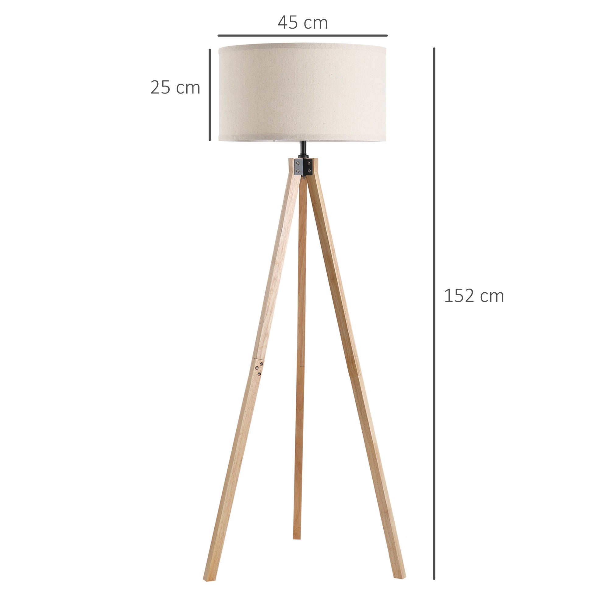 Kozy Floor Lamp with Elegant Wood Tripod, Free Standing E27 Bulb Lamp Versatile Use For Home Office - Beige