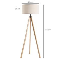 Kozy Floor Lamp with Elegant Wood Tripod, Free Standing E27 Bulb Lamp Versatile Use For Home Office - Beige