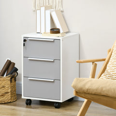 Kozy Three-Drawer Locking Filing Cabinet - Grey/White