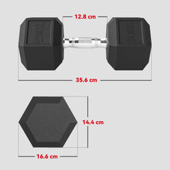 Kozy 20KG Single Rubber Hex Dumbbell Portable Hand Weights Dumbbell Home Gym