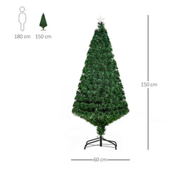 HOMCOM 5FT Green Fiber Optic Xmas Tree Pre