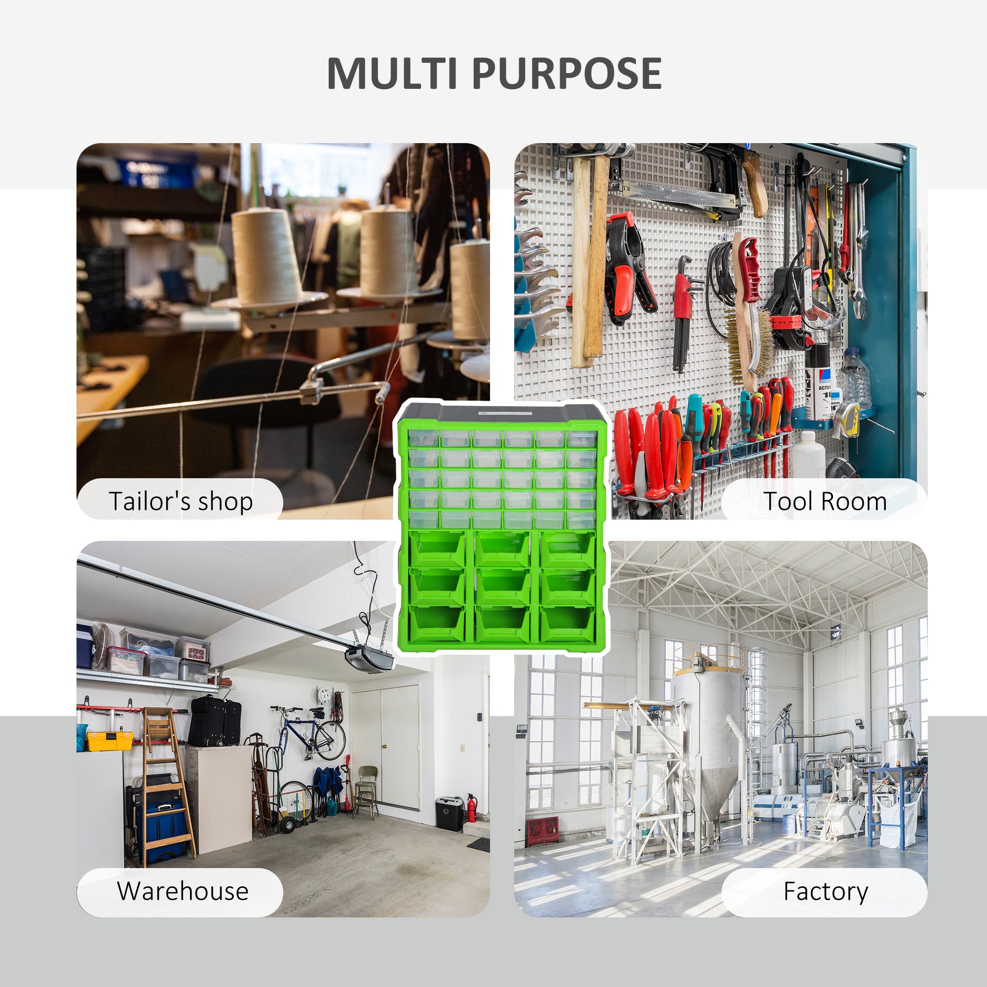 Kozy Plastic 39 Drawer Parts Organiser Wall Mount Storage Cabinet Garage Small Nuts Bolts Tool Clear