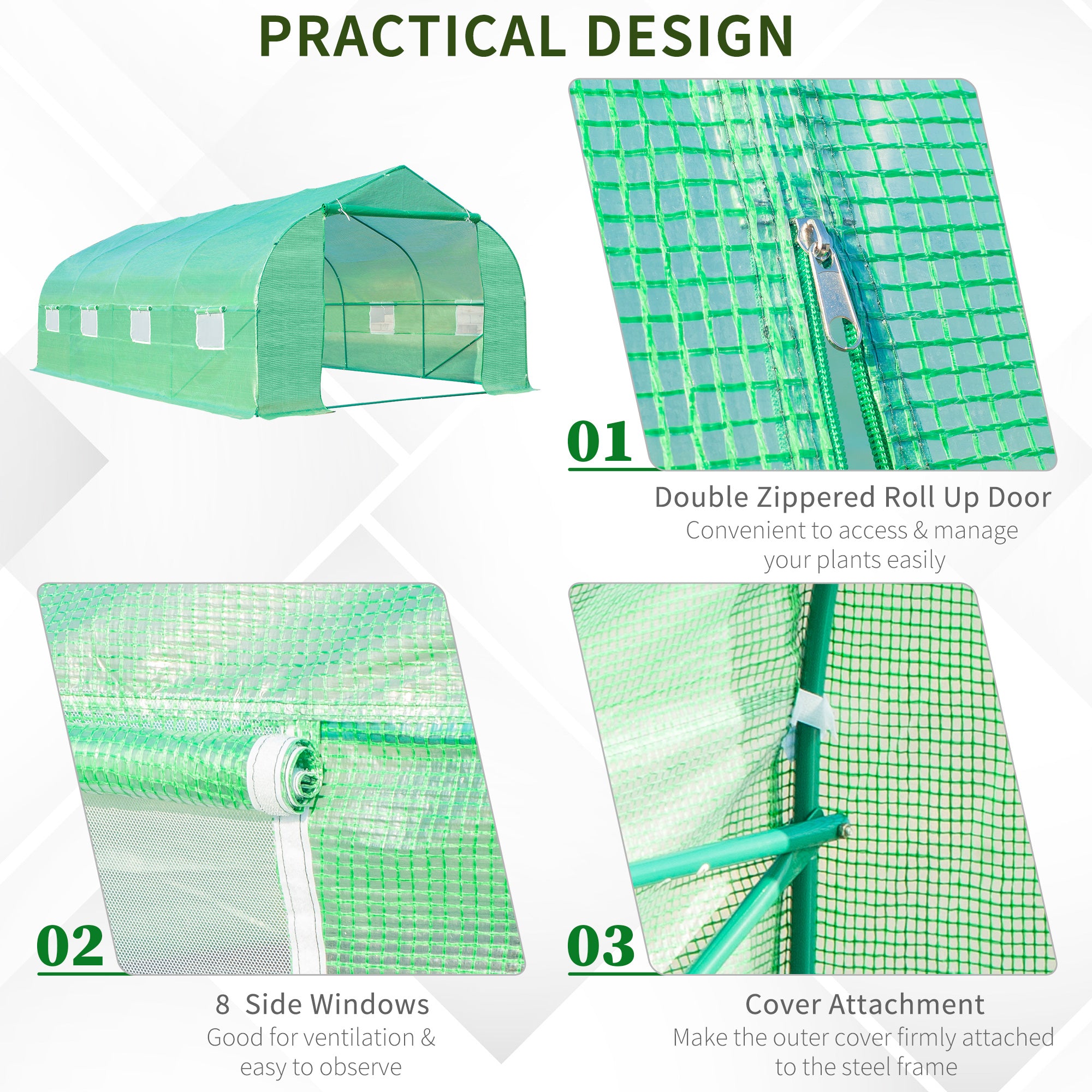Kozy Polytunnel Greenhouse with Windows and Door, Walk in Greenhouse for Garden, Backyard (6 x 3 M)