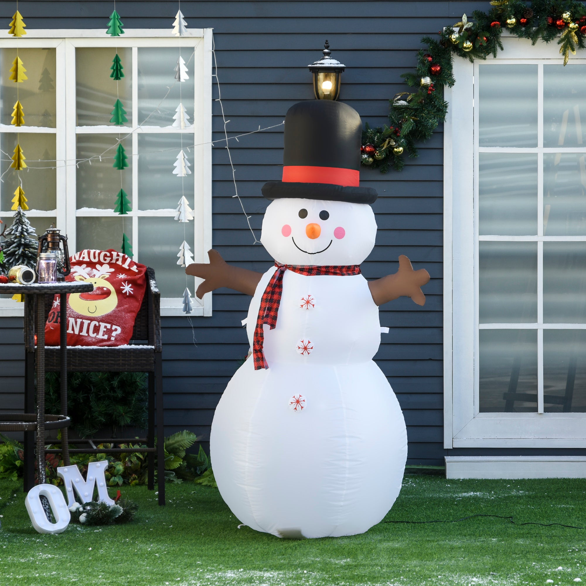 Kozy 6ft Giant Inflatable Snowman Christmas Decoration w/ LED Lights Accessories Cute Family Fun Seasonal Outdoor Indoor