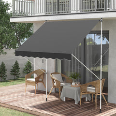 Outsunny Balcony 2 x 1.5m Manual Adjustable Awning DIY Patio Clamp Awning Canopy  Retractable Shade Shelter