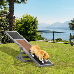 PawHut Wooden Pet Seesaw for Big Dogs, Agility Training Equipment for Dogs with Anti-Slip Surface, 180 x 30 x 30 cm, Grey | Aosom UK