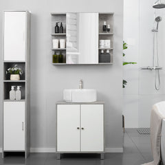 Kozy Under Sink Cabinet, Bathroom Vanity Unit, Storage Cupboard with Adjustable Shelves, White and Grey