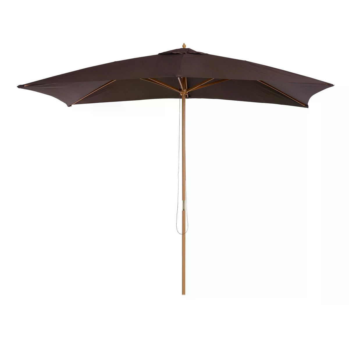 Outsunny Waterproof Garden Parasol Umbrella Wooden Sun Umbrella Outdoor Sun Shade Canopy, Dark Coffee,2 x 3m | Aosom UK