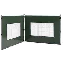 Outsunny Gazebo Side Panels, Sides Replacement with Window for 3x3(m) or 3x4m Pop Up Gazebo, 2 Pack, Green | Aosom UK