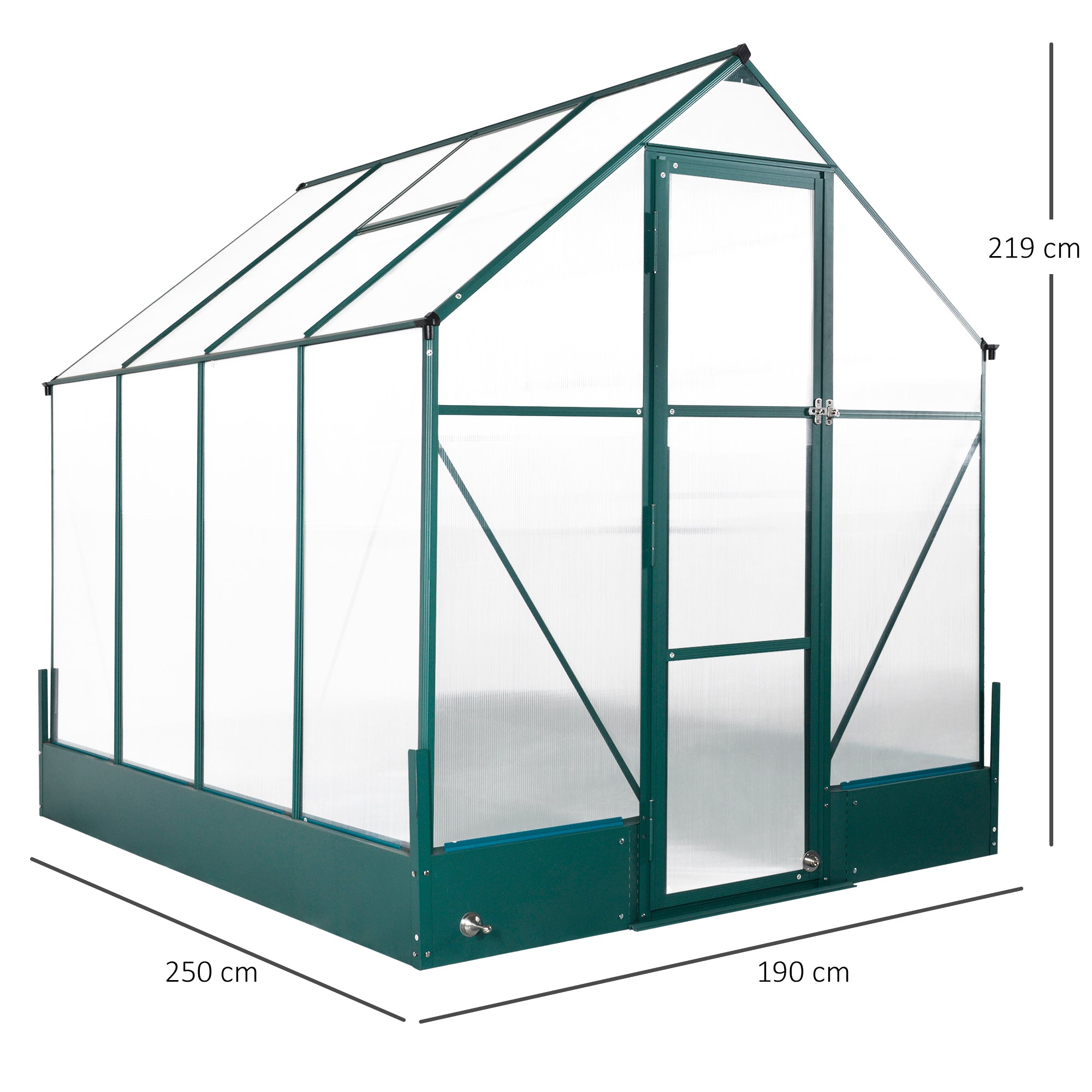 Kozy 6x8 FT Polycarbonate Greenhouse with Base and Raised Bed, Walk-in Greenhouse with Aluminium Frame, Temperature Controlled Window, Foundation for Plants, Flowers, Vegetable