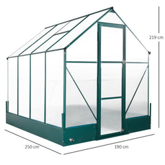 Kozy 6x8 FT Polycarbonate Greenhouse with Base and Raised Bed, Walk-in Greenhouse with Aluminium Frame, Temperature Controlled Window, Foundation for Plants, Flowers, Vegetable