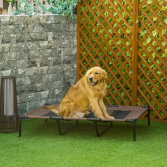 PawHut Elevated Cooling Pet Bed, Portable Raised Dog Cot with Breathable Mesh, Anti-Slip Rubber Feet for Indoor & Outdoor, Brown | Aosom UK