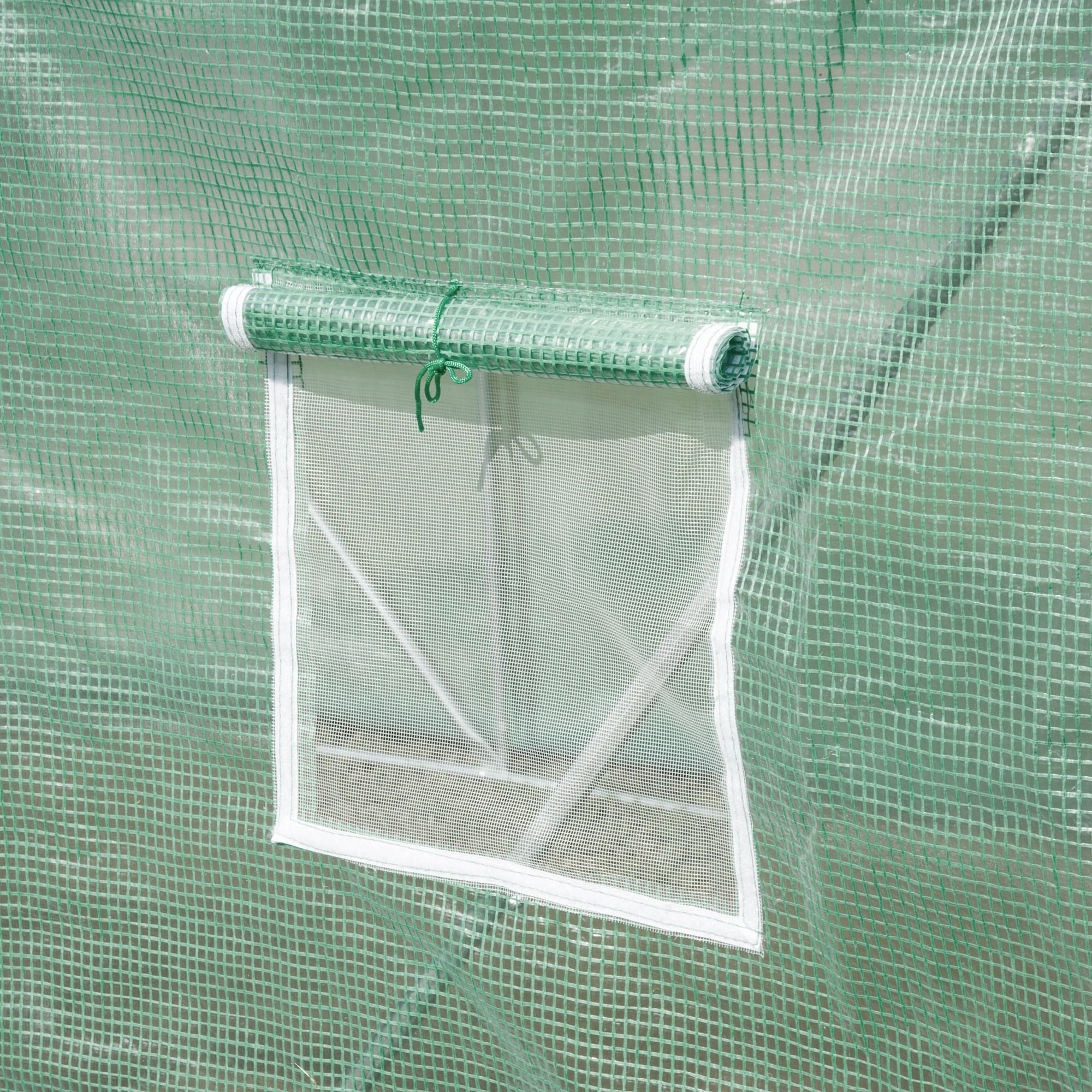 Kozy Walk-in Polytunnel Greenhouse, Outdoor Garden Tunnel Greenhouse Tent with Zipped Roll-Up Door and 6 Mesh Windows, 3 x 2M