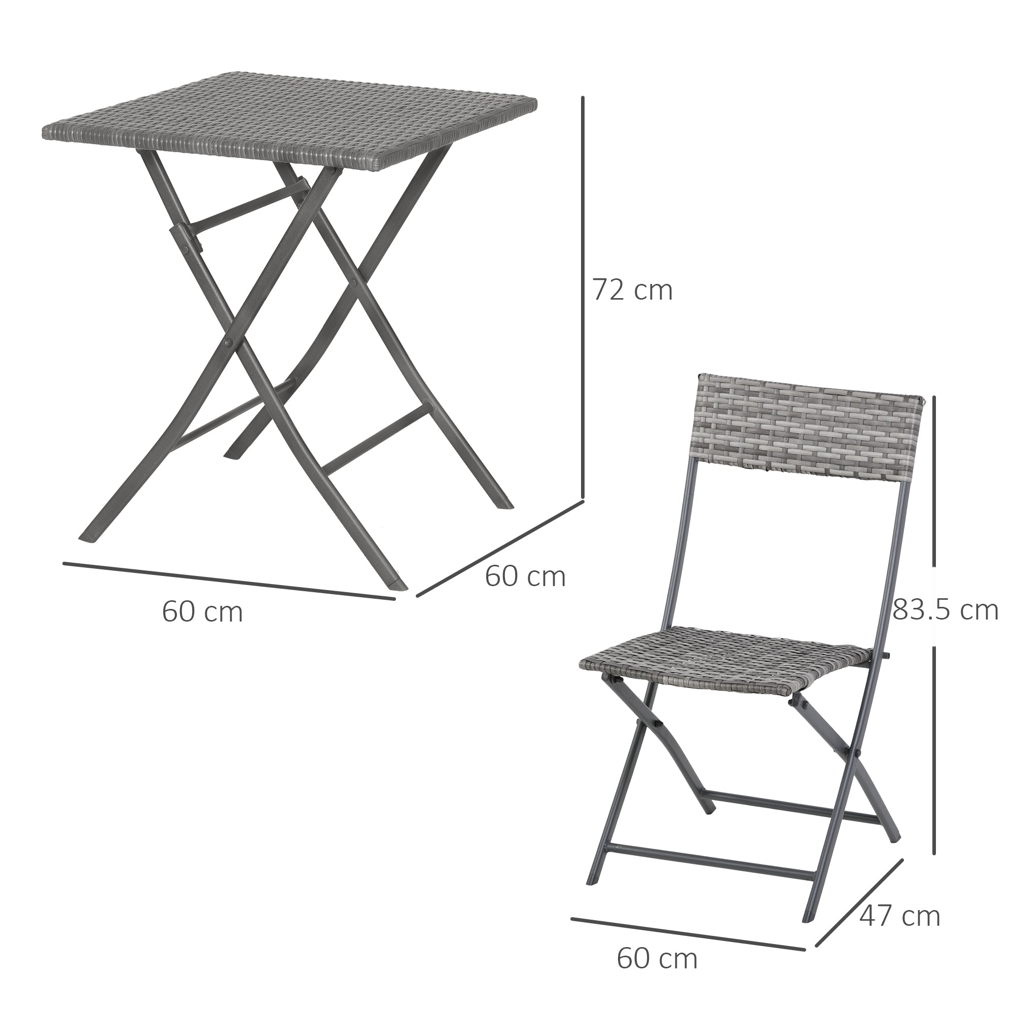 Kozy 2-Seater Chair Bistro Set Garden Patio Table & Chair Black Rattan Furniture Grey