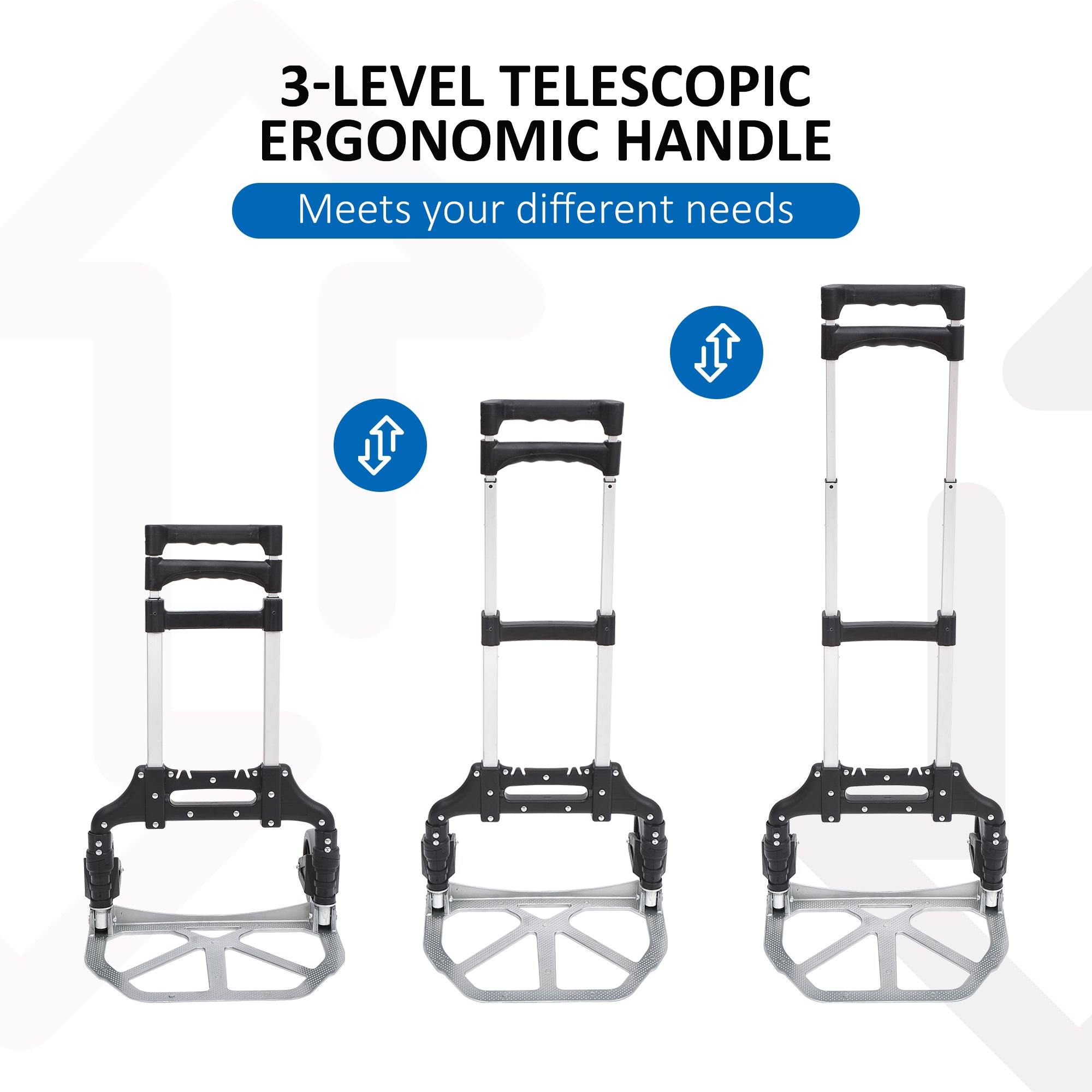 Kozy Aluminium Folding Hand Truck Trolley, Heavy Duty Foldable Sack Cart with Adjustable Telescoping Handle, 70KG Load Capacity