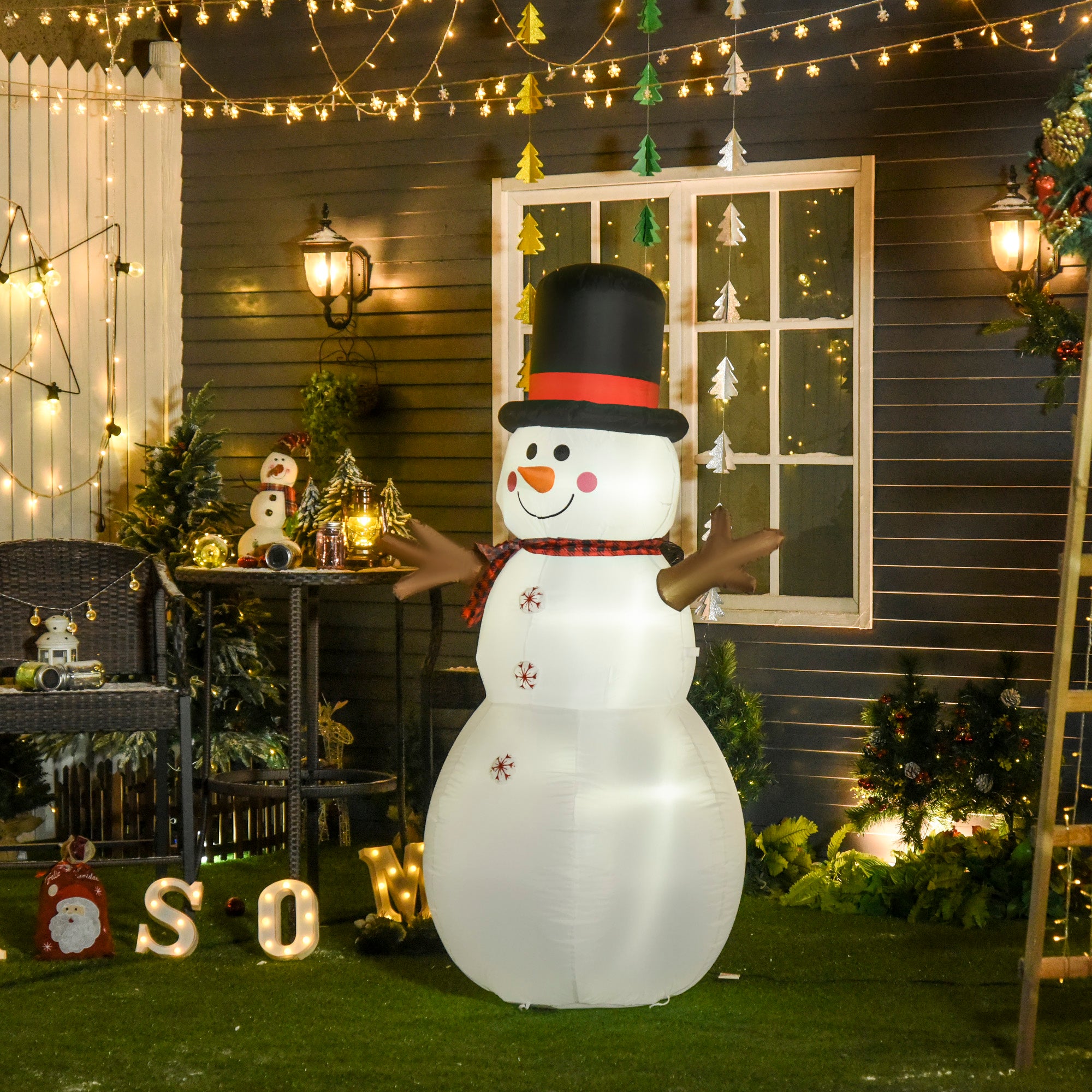 Kozy 6ft Giant Inflatable Snowman Christmas Decoration w/ LED Lights Accessories Cute Family Fun Seasonal Outdoor Indoor