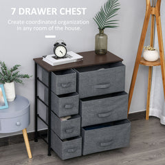 Kozy Chest of Drawers with 7 Drawers, Fabric Drawers with Large Storage Space, Drawers Dresser with Metal Frame, Adjustable Feet for Bedroom Living Room, Dark Grey
