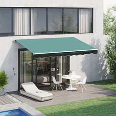 Outsunny 3x2.5 m Sun Shade Canopy Garden Patio Manual Retractable Awning Canopy Sun Shade Shelter, 3x2.5 m