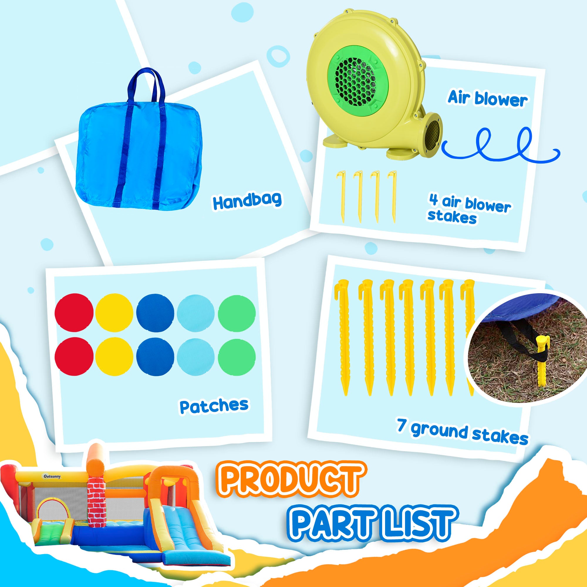 Kozy 4 in 1 Kids Bouncy Castle Extra Large Double Slides & Trampoline Design Inflatable House Pool Climbing Wall with Blower Carrybag for Kids Age 3-8, 3.8 x 3.7 x 2.3m