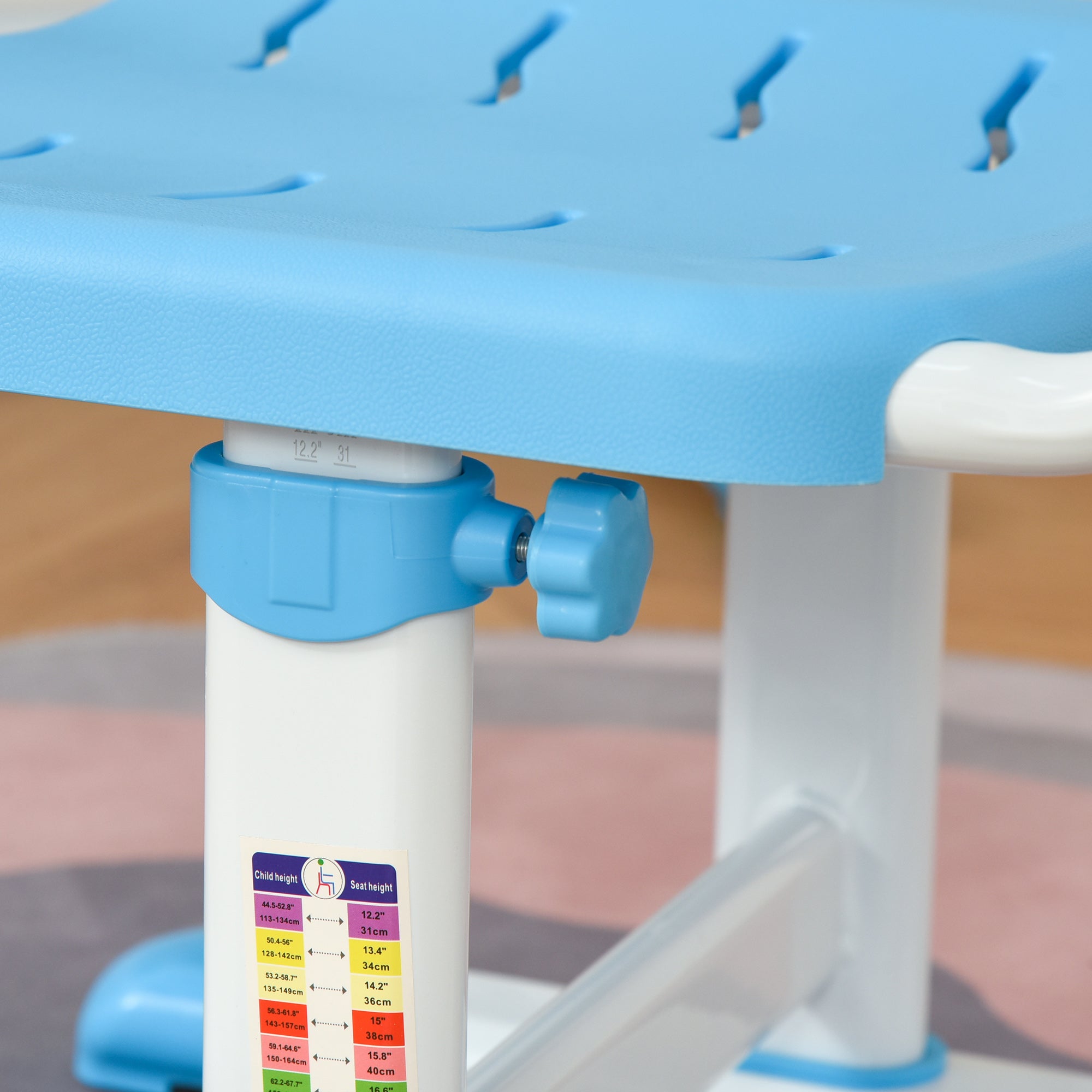 Kozy Kids Study Desk and Chair Set w/ Adjustable Height, Storage, Drawer, Blue