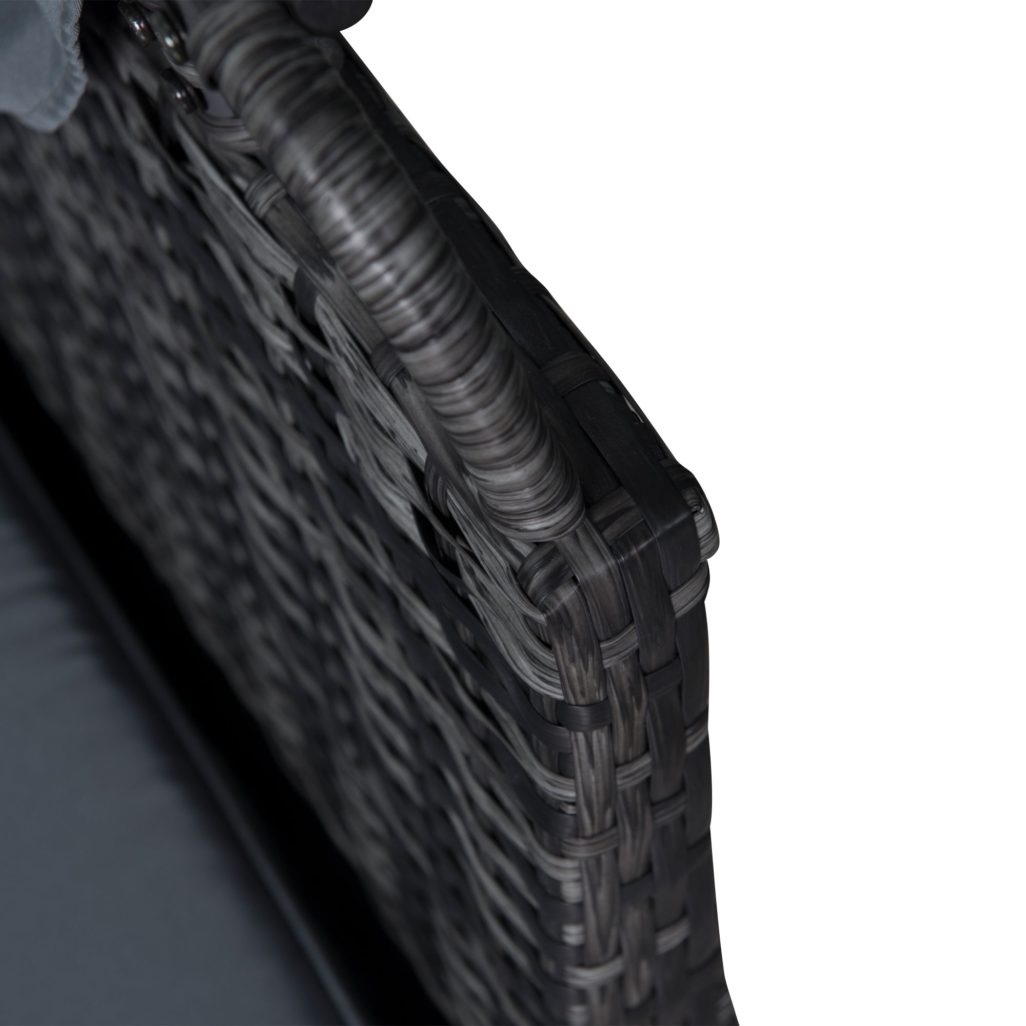 Kozy 5 PCS Outdoor Rattan Wicker Sofa Sets Reclining Sofa Adjustable Canopy & Side Table Dining Table Set Sectional Conversation Furniture w/ Cushions, Mixed Grey