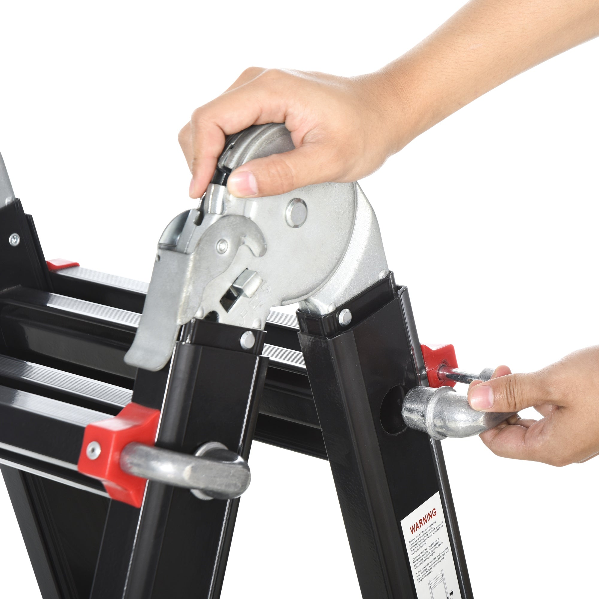 Kozy 4M Aluminium Duo Ladder Telescopic Herringbone Changeable Multi-Purpose w/ Non-Slip Steps Climbing DIY Platform Portable Workshop House Garden