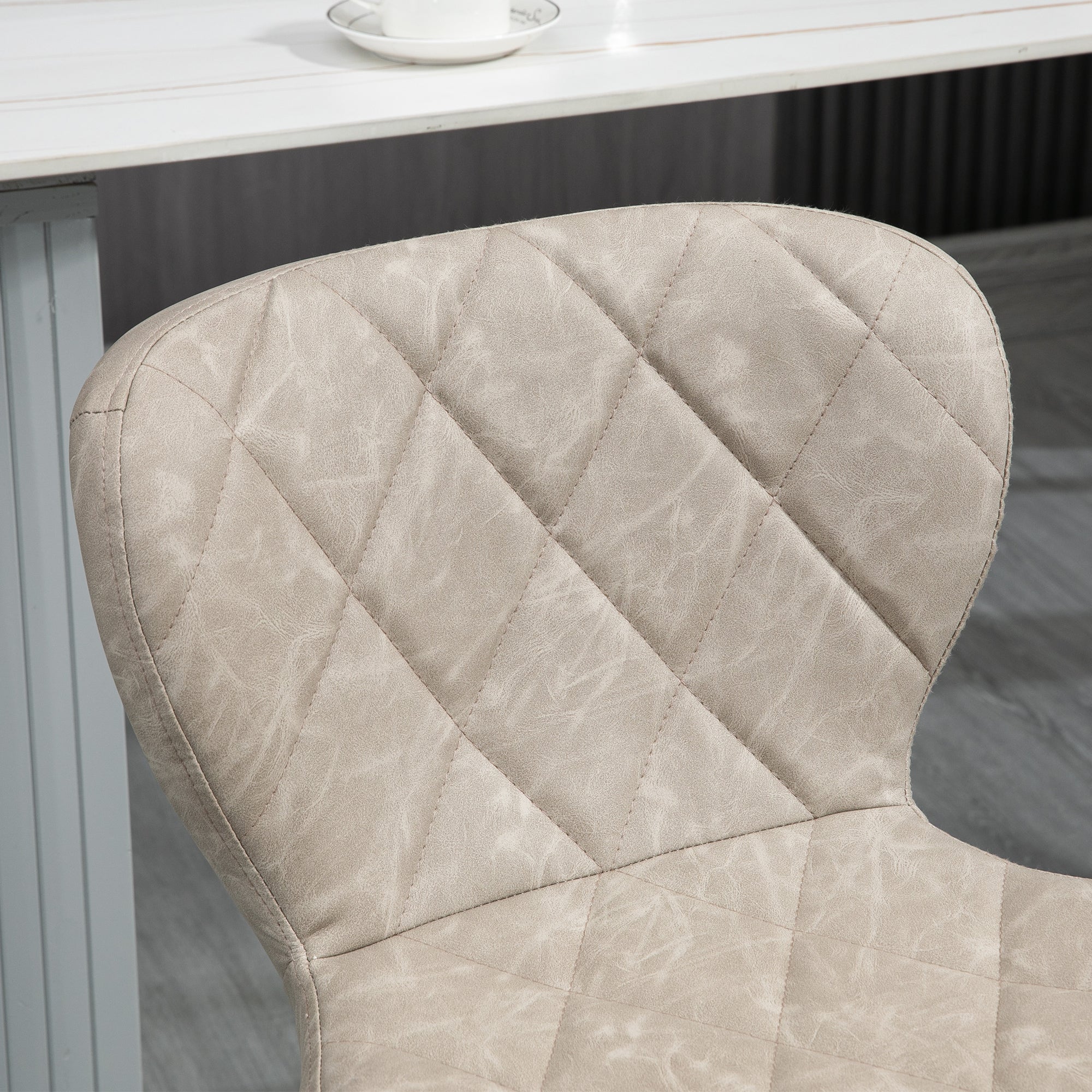 Kozy Bar Stools, Set of 2 Breakfast Bar Chairs, Swivel Barstools with Backrest and Footrest, Steel Frame Diamond Pattern PU, for Kitchen Counter, Dining Room, Light Khaki