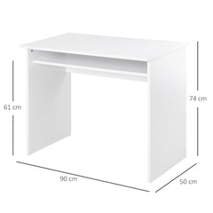 HOMCOM Writing Desk with Storage, Compact Workstation for Home Office, 90W x 50D cm, White