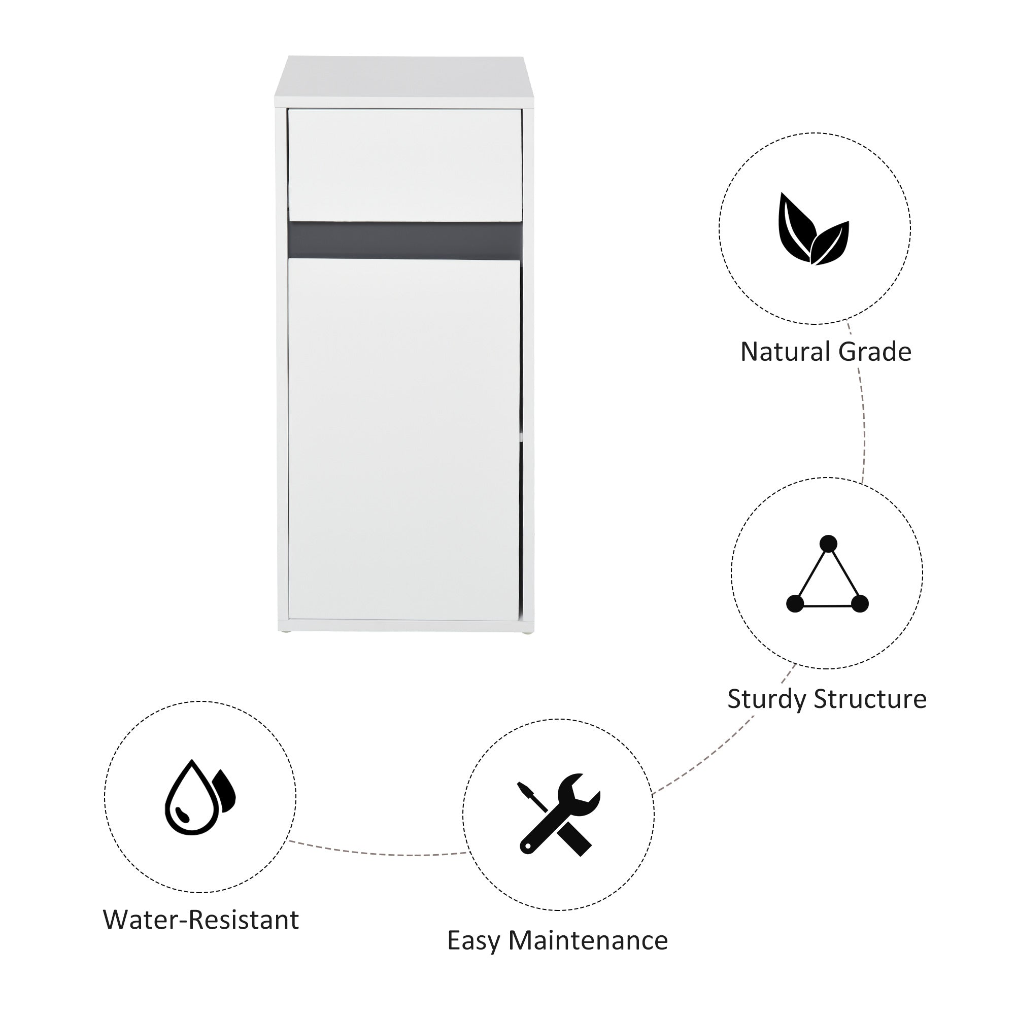 Kozy MDF Tri-Compartment Bathroom Storage Cabinet White