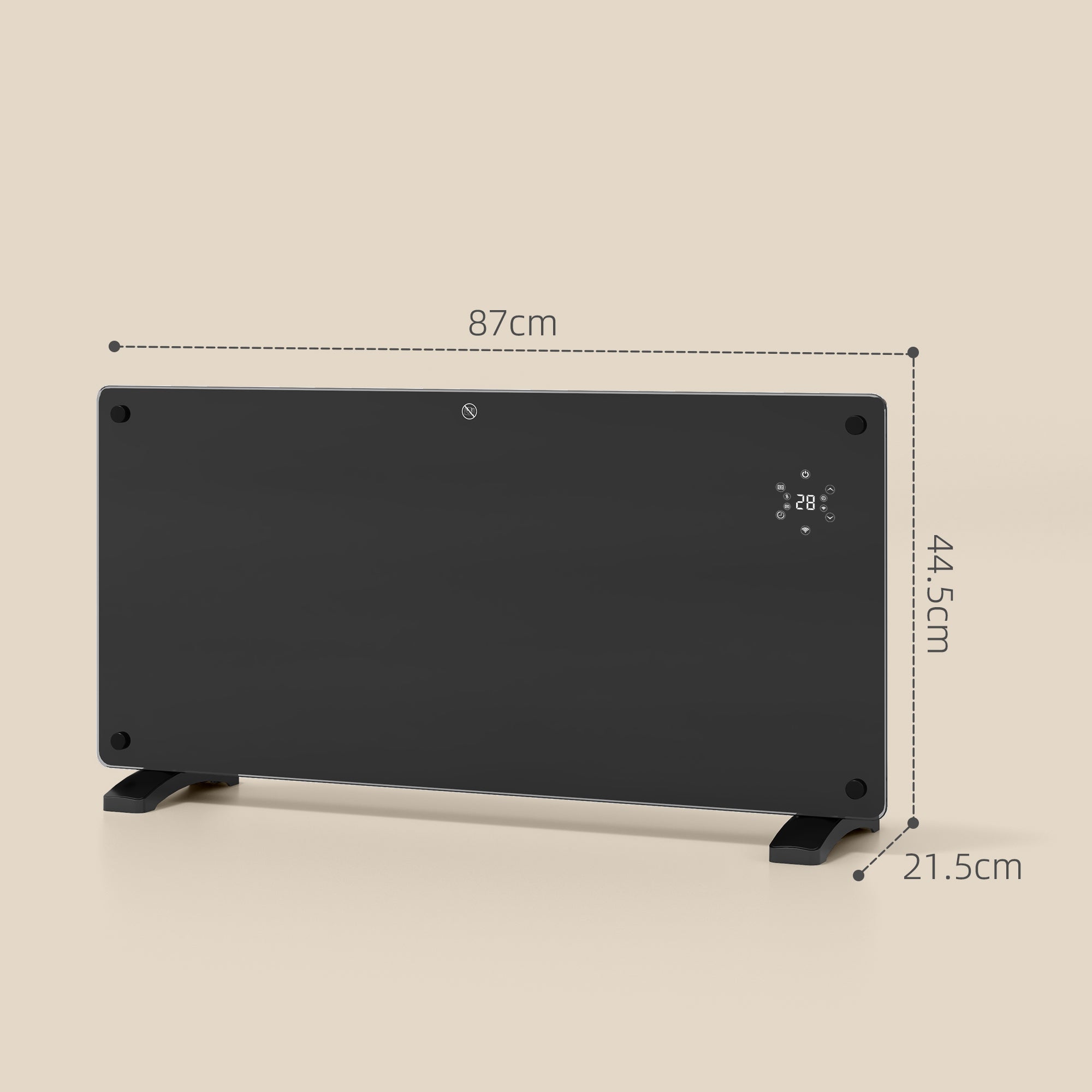 Kozy - Electric Heater Wifi Smart App, 2000W Glass Panel Heater Radiator, Freestanding or Wall Mounted Convector Space Heater with LED Display, 24Hr 7 Day Timer, Adjustable Thermostat, Remote Control
