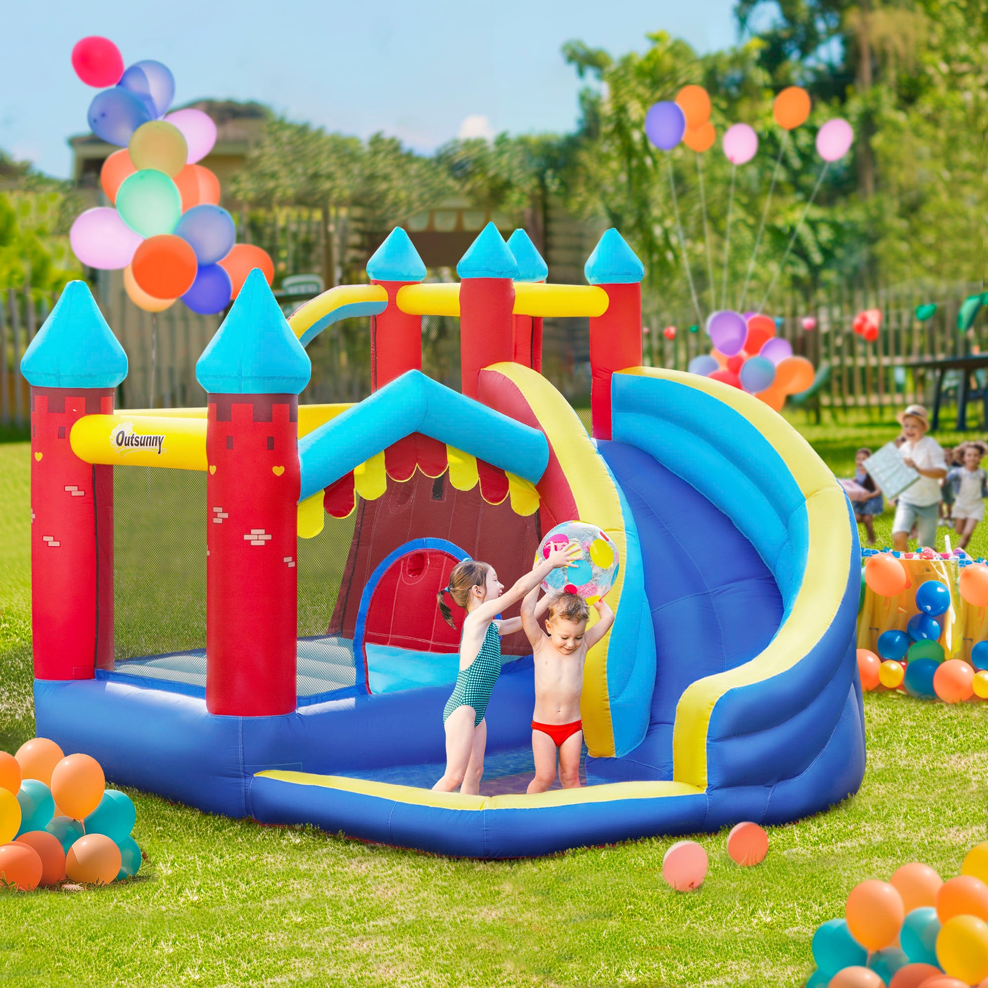 Kozy - Kids Bouncy Castle, with Slide, Pool, Trampoline, Climbing Wall, Blower