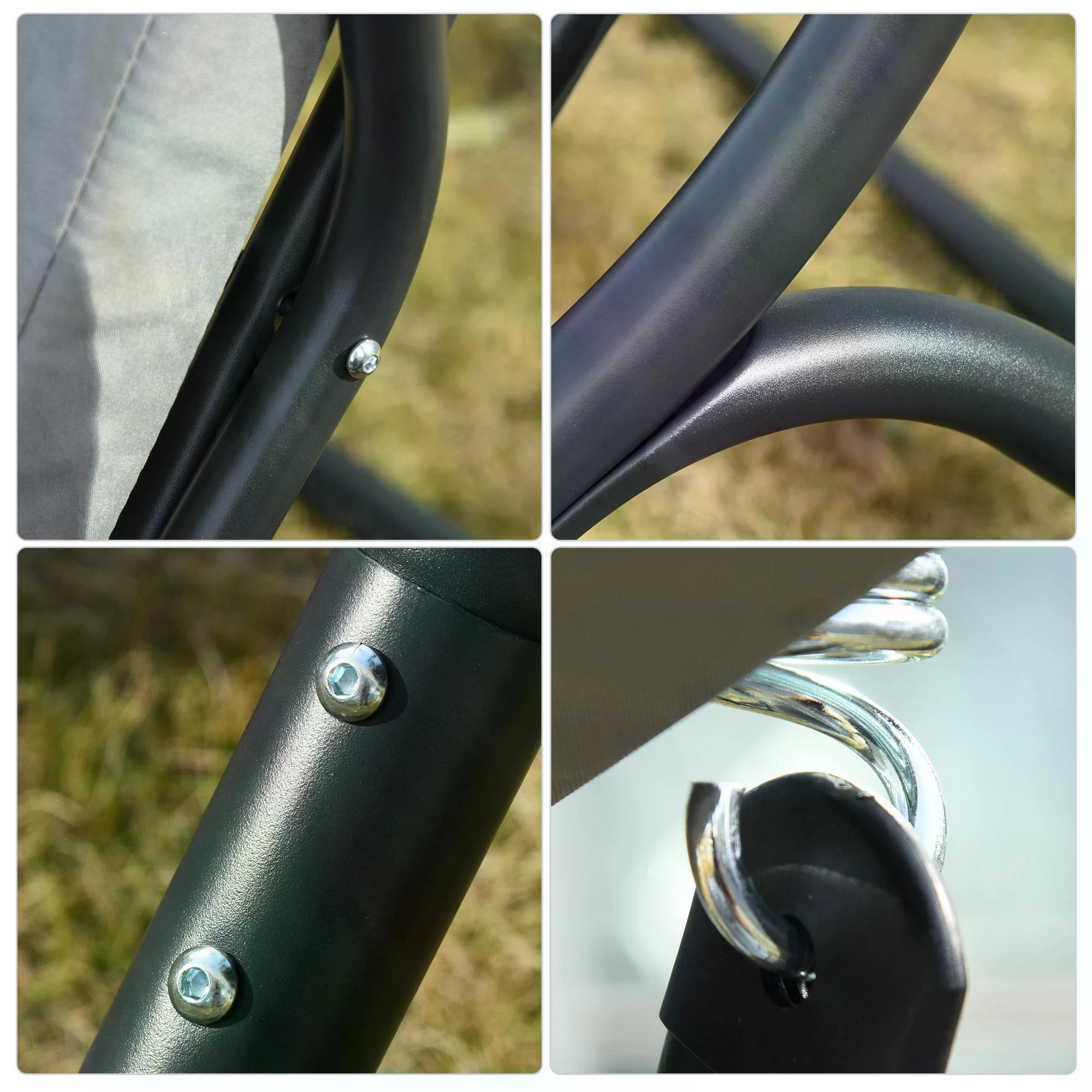 Kozy Canopy Swing 2 Separate Relax Chairs w/ Handrails and Removable Canopy Grey