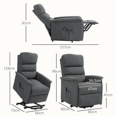 HOMCOM Electric Power Lift Recliner Chair with Spring Pack Seat, Fabric Recliner Armchair for Elderly with Footrest, Pockets | Aosom UK