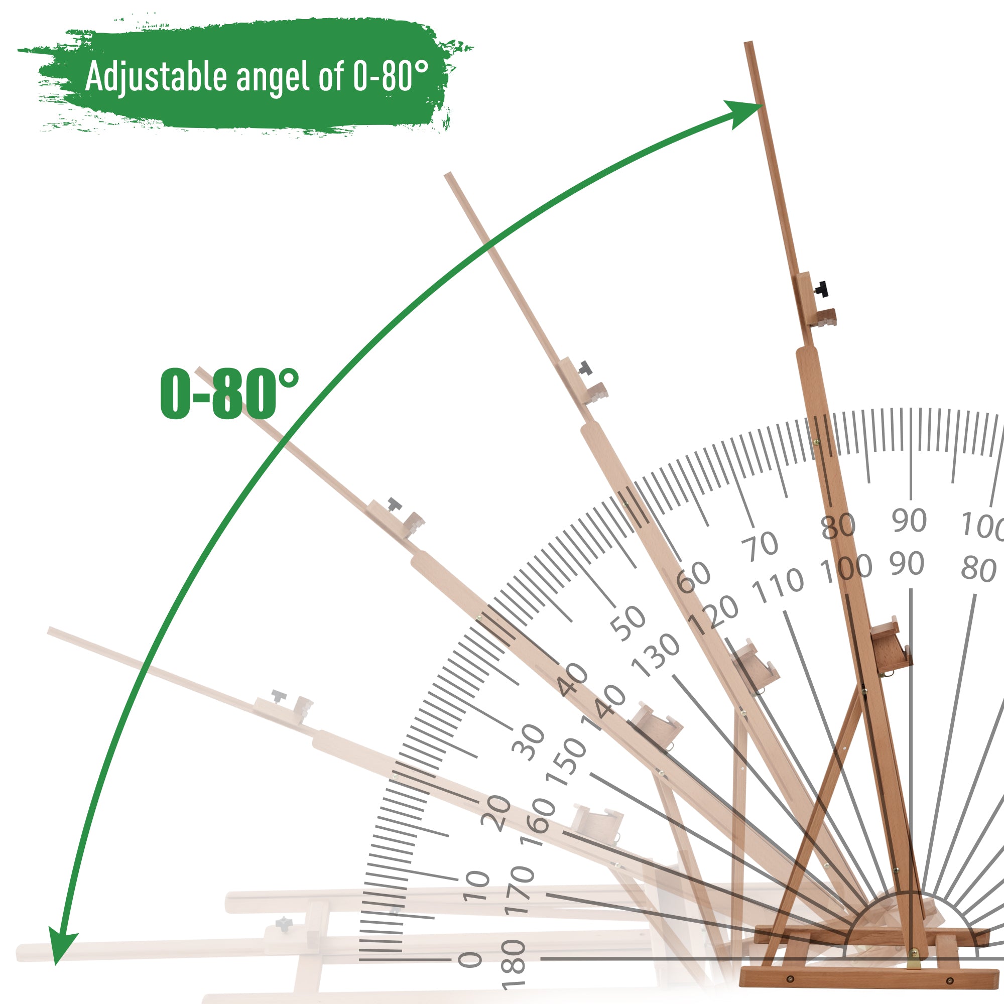 Kozy Wooden Easel Stand H-Frame Artist Easel with 171-230cm Adjustable Height and 0-80° Working Angles Beech Wood Art Easel for Displaying Painting Wedding Sign Nature Wood Finish
