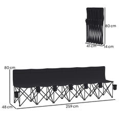 Kozy 6 Seater Folding Camping Chair with Cup Holder & Carry Bag - Black