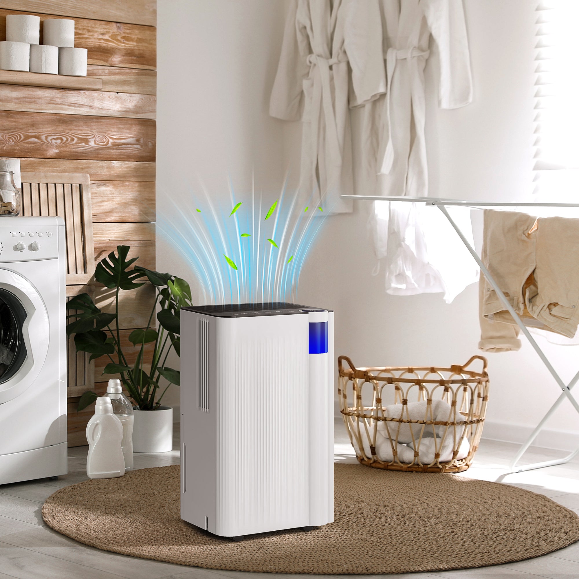 Kozy - 12L/Day Dehumidifier with Continuous Drainage, 2L Water Tank, 24H Timer, Digital Humidity Display, Filter, Auto Defrost, Children Lock, for Bedroom, Dehumidifier for Home Damp, Laundry Drying