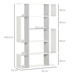 Kozy 5-Tier Bookshelf, Modern Bookcase with 13 Open Shelves, Freestanding Decorative Storage Shelving for Home Office and Study, White