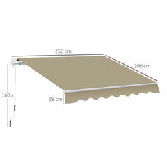 Outsunny 2.5x2 m Manual Retractable Awning