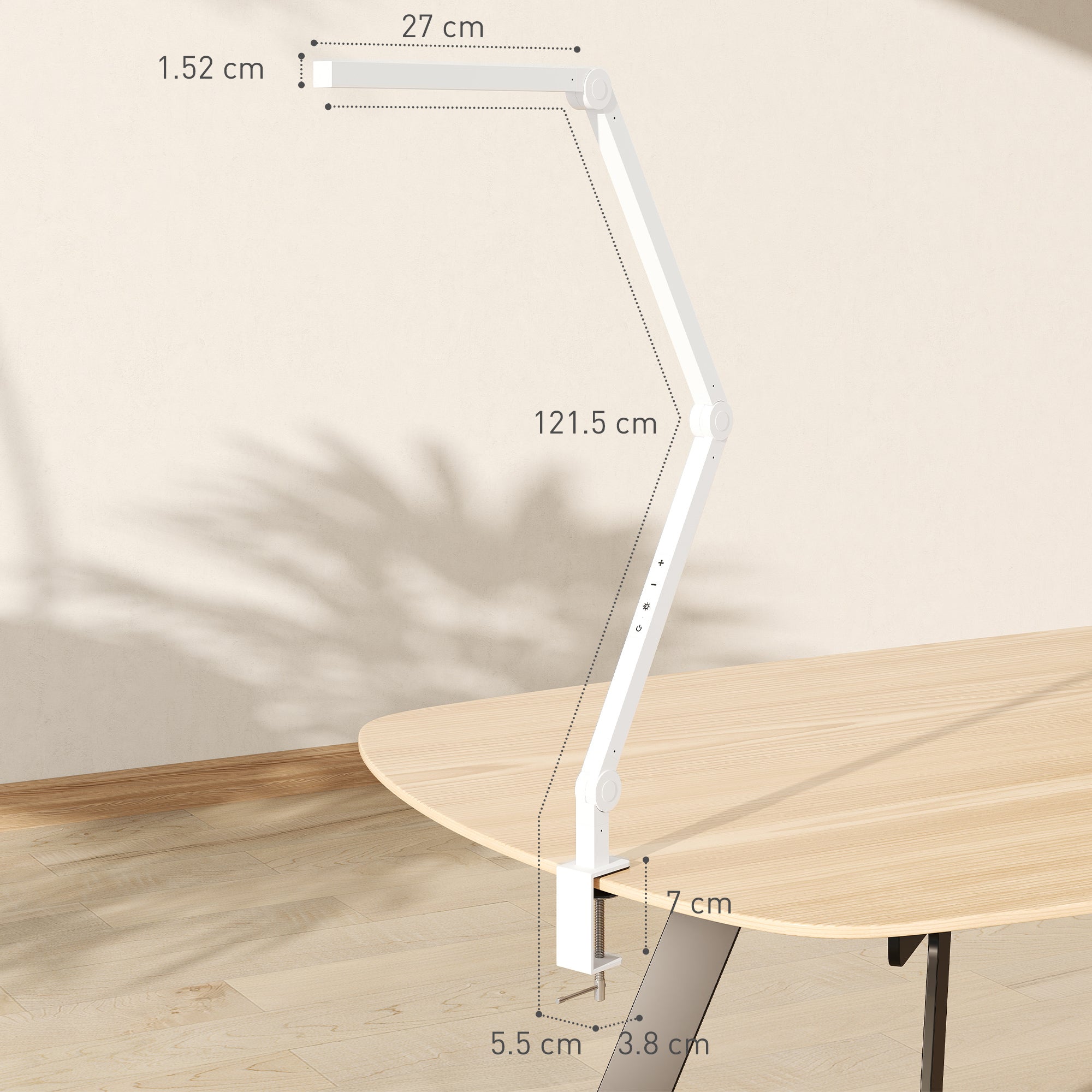 Kozy LED Desk Lamp, Dimmable Desk Light with Swing Arm and Clamp, Adjustable Eye-Caring Table Lamp with 2 Colour Modes & 5 Brightness Levels for Study, Drawing, Office, Architect, Task, White