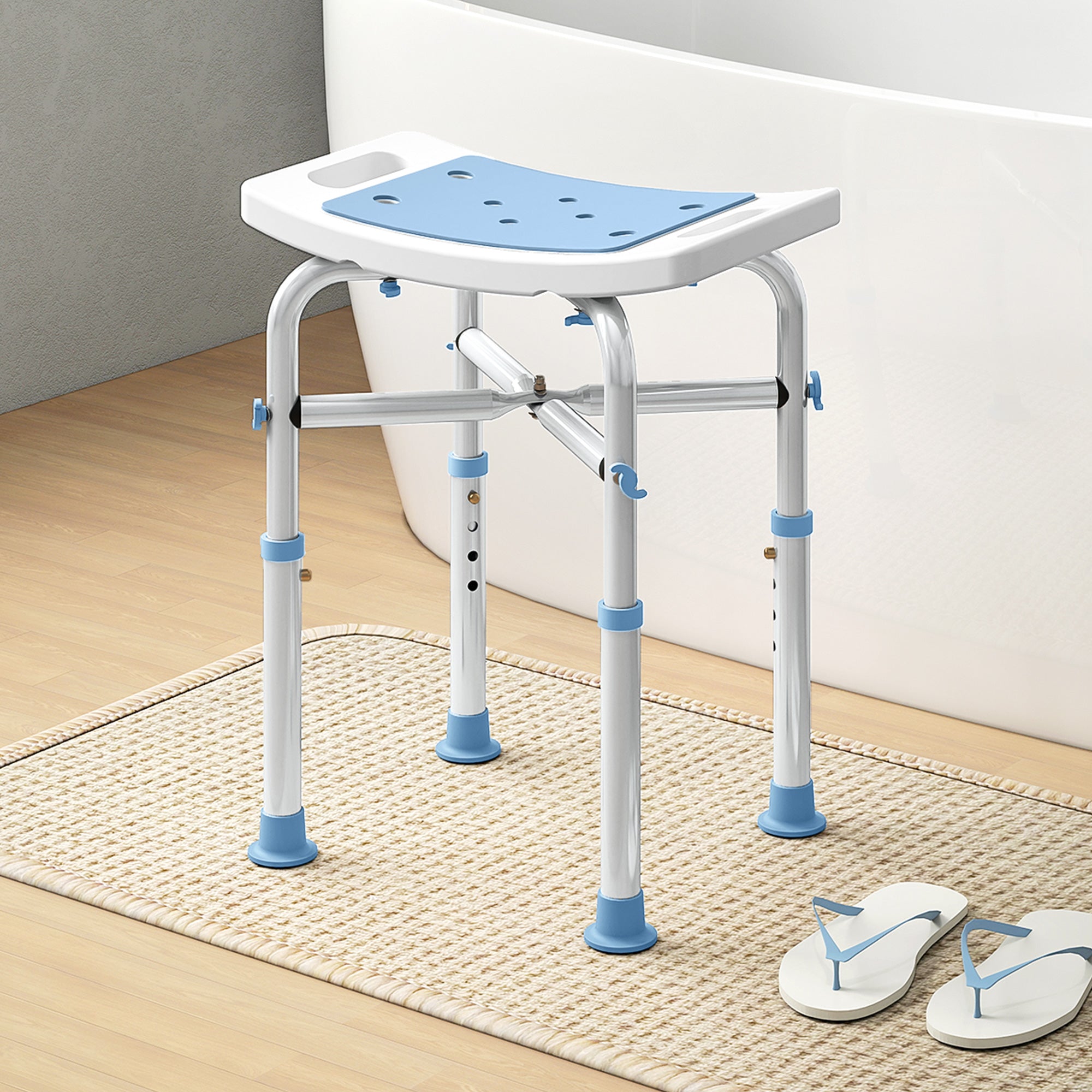 Kozy - 44-51.5cm Aluminium Frame Shower/Bath Stool - Light Blue