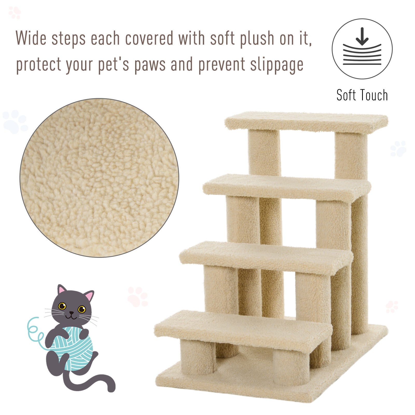 Durable Pet Stairs Ramp, Easy Climb Cat Tree Ladder, Indoor Climbing Frame Staircase for Pets