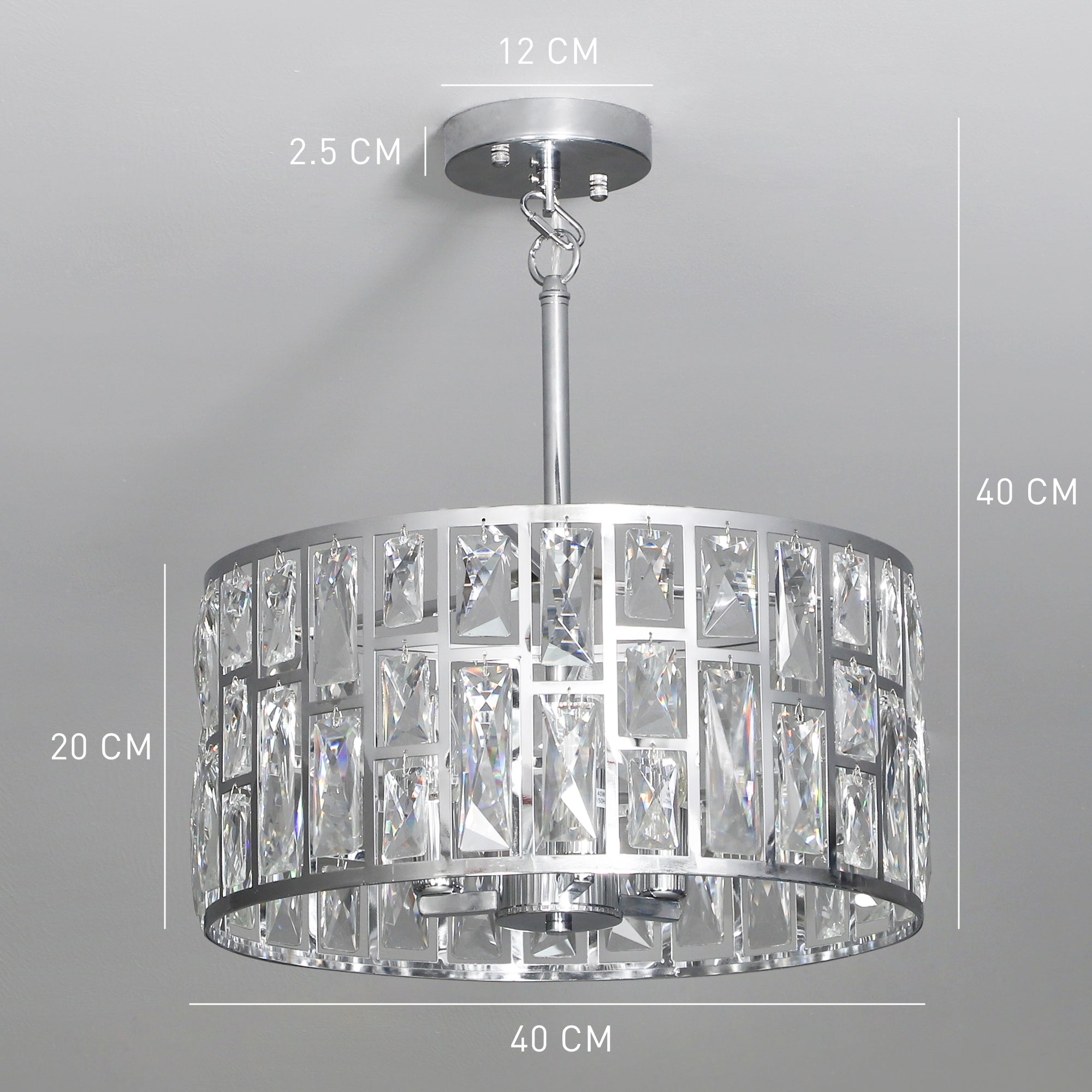Kozy 72 Glass Crystallite Chandelier - Silver-Tone