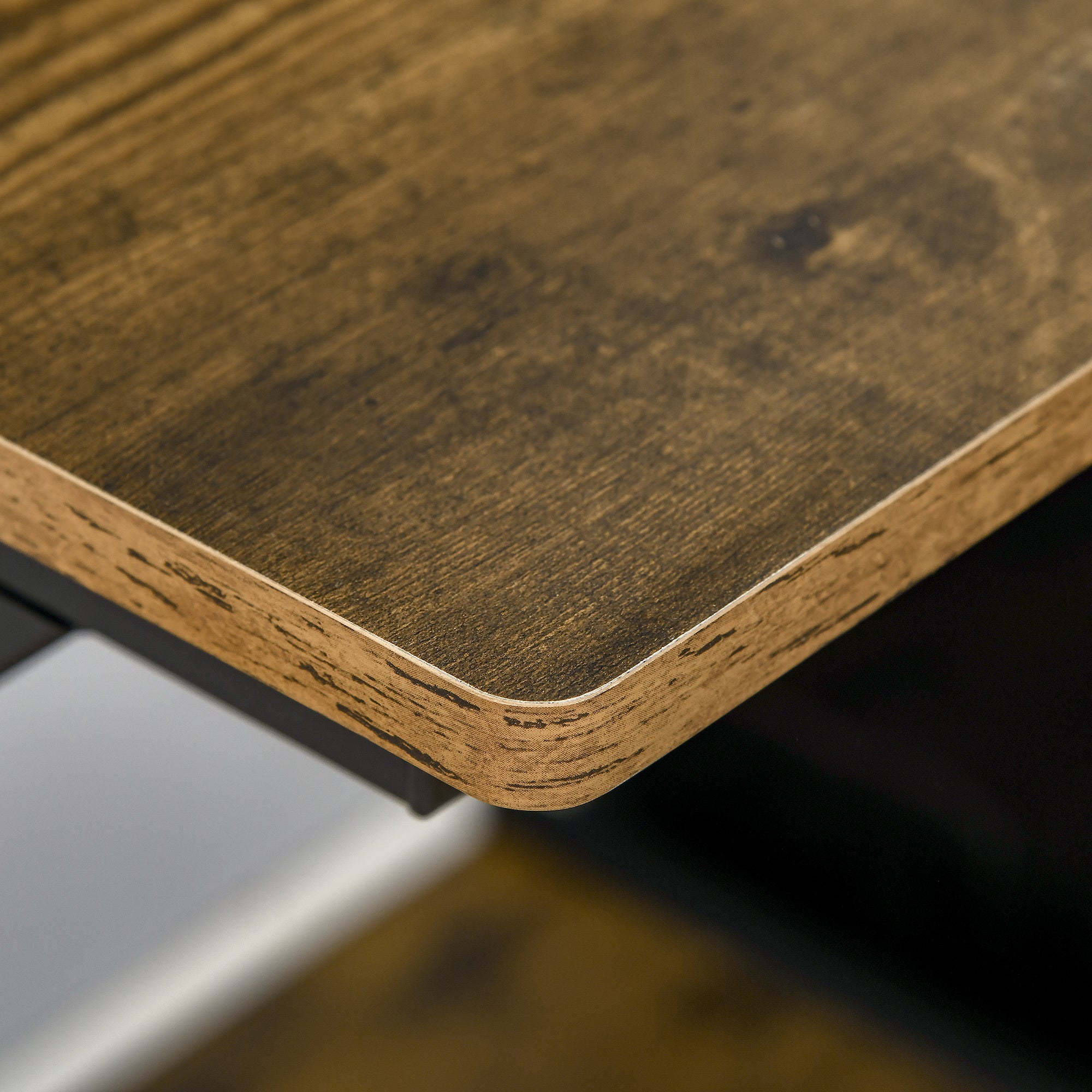 Kozy Industrial Computer Desk with Monitor Stand, 70 x 60cm Compact Desk for Small Spaces, Home Office Desk, Rustic Brown