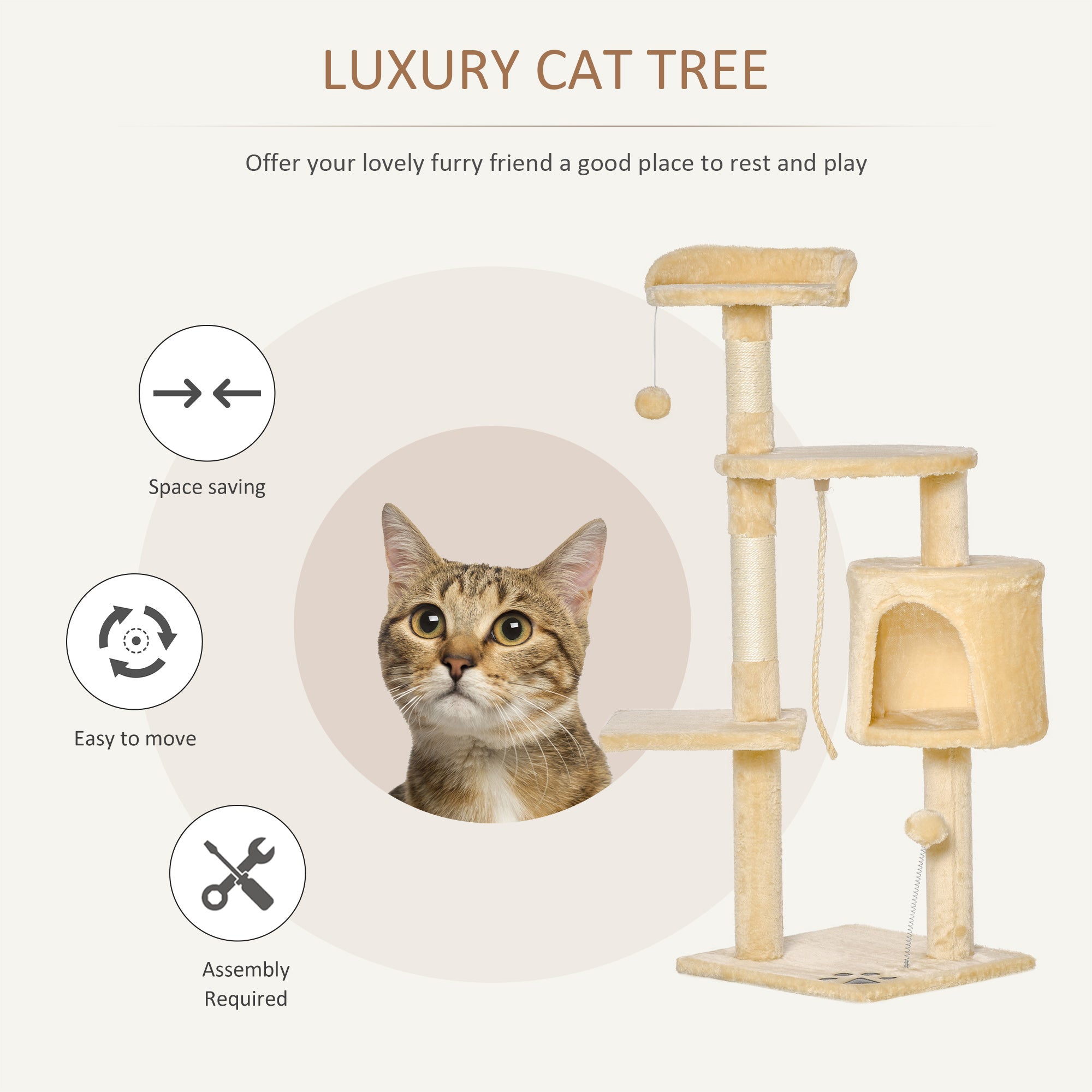 PawHut Cat Tree House, Multi